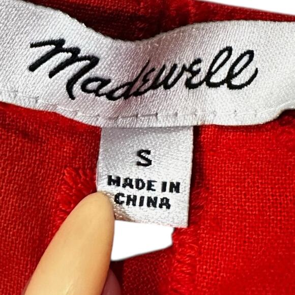 Madewell Eyelet Daybreak Dress Linen Blend Red Orange Size SMALL - Picture 5 of 12